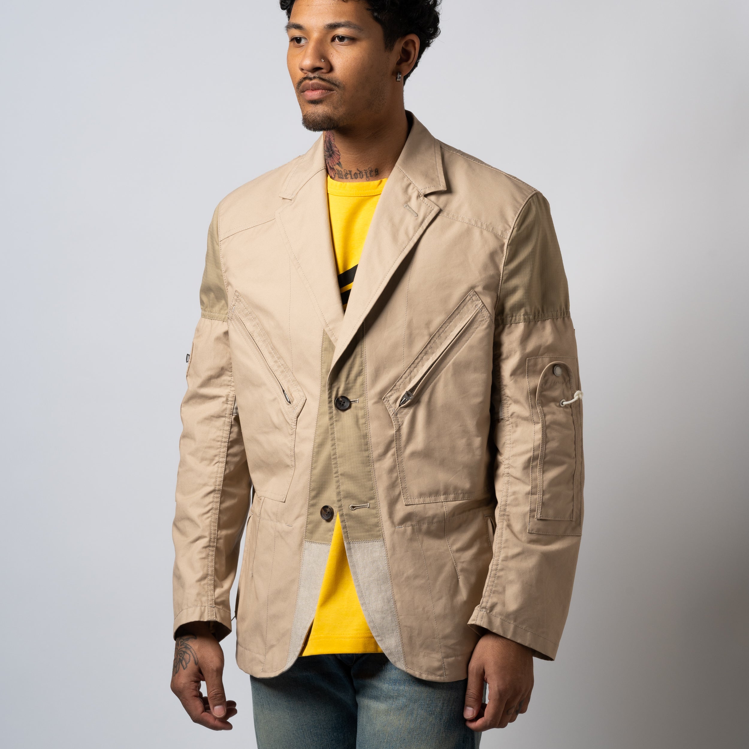 Cotton Ripstop Linen Jacket WK-J025-051-1-4 Beige