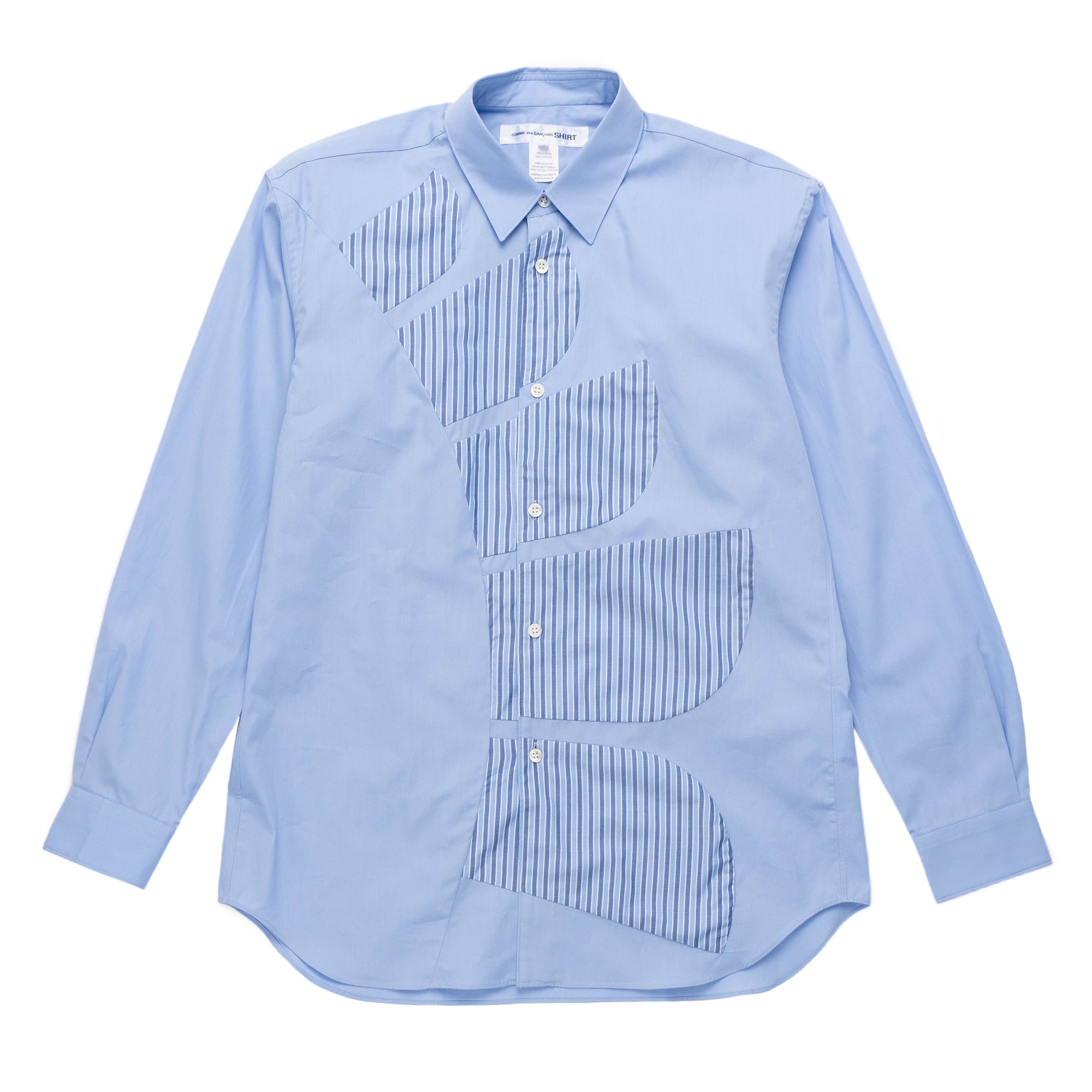 cdg dress shirt COMME des GARCONS Play Men's long Sleeve Blue Color RED Heart Size M, NWT buttoned cuffs CDG Homme Shirt - White