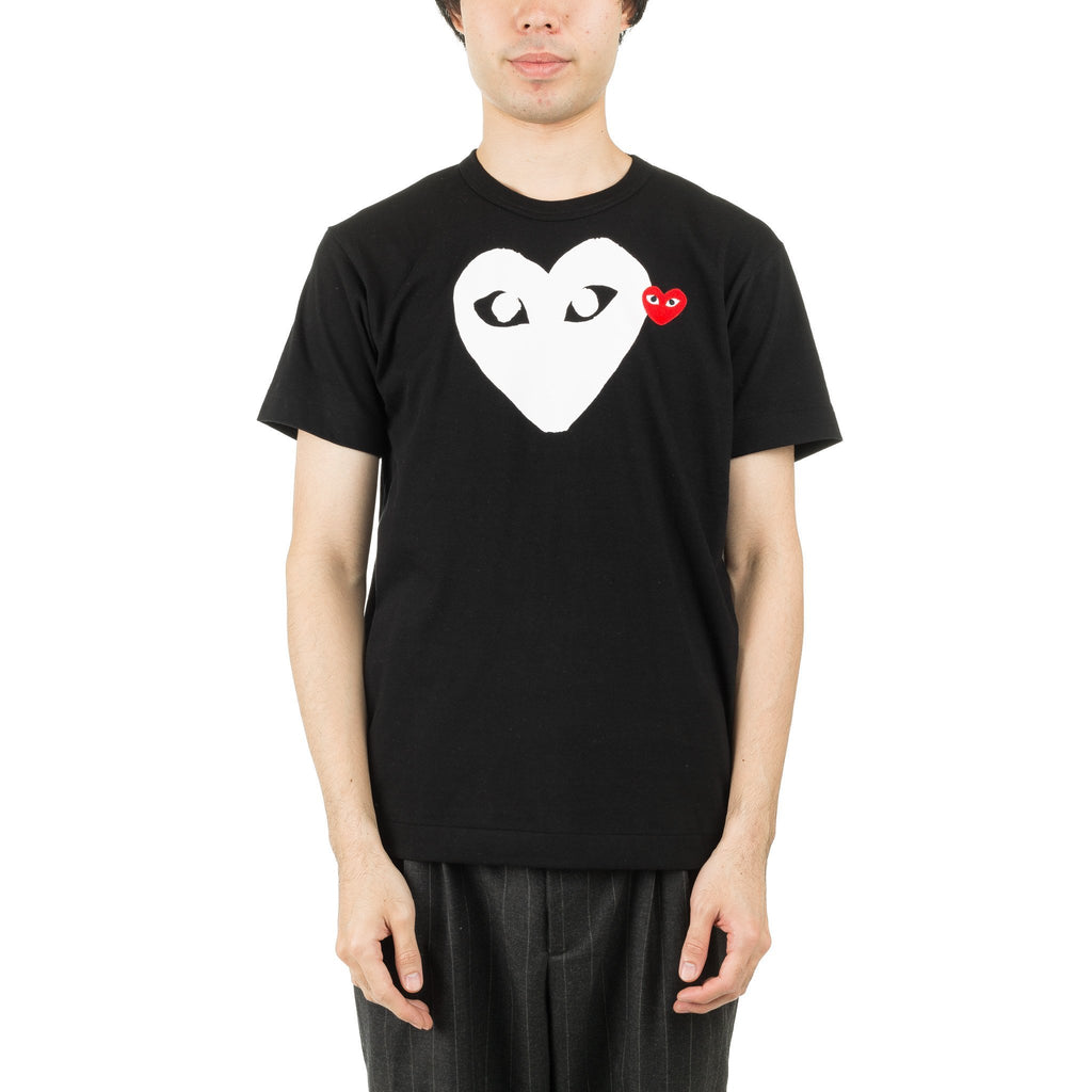 DOUBLE HEART WHITE PRINT AZ-T116-051-1 Tee Black
